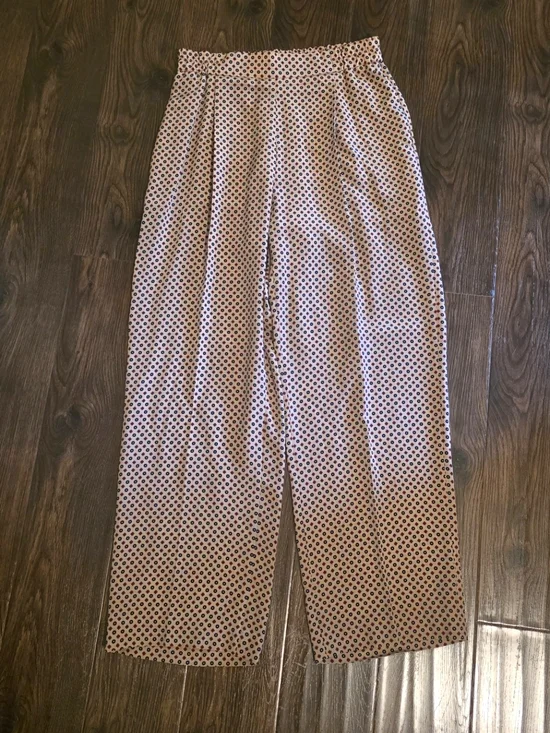 Stella McCartney Silk Beige Wide-Leg Polka Dot Soft Pants - Picture 1 of 8